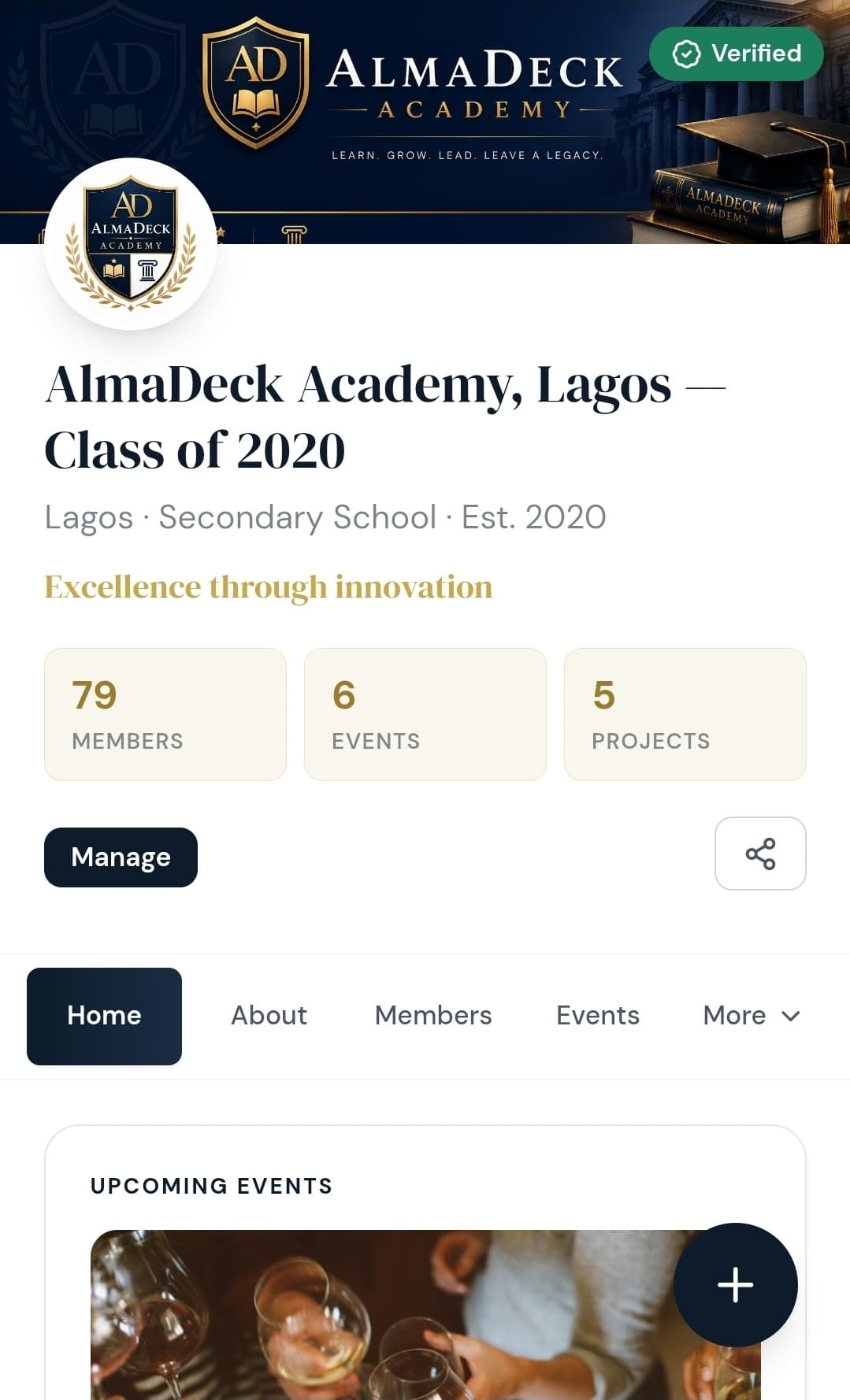 AlmaDeck association page on mobile